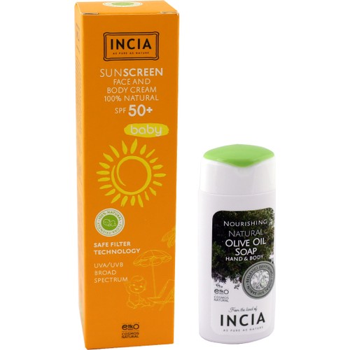 Incia Sun Screen Baby Cream Bebek Güneş Koruyucu Spf 50+ 70 ml (Sabun Hediyeli)